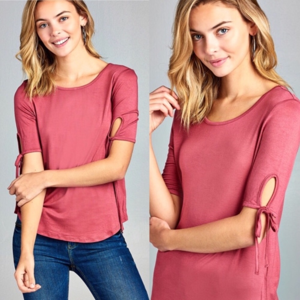 ✨Raspberry Pink short sleeve detail top
